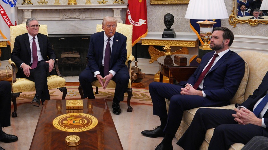 Meeting of Keira Starmer, the British prime minister, with Donald Trump and vice president of JD Vance. Washington, February 27, 2025