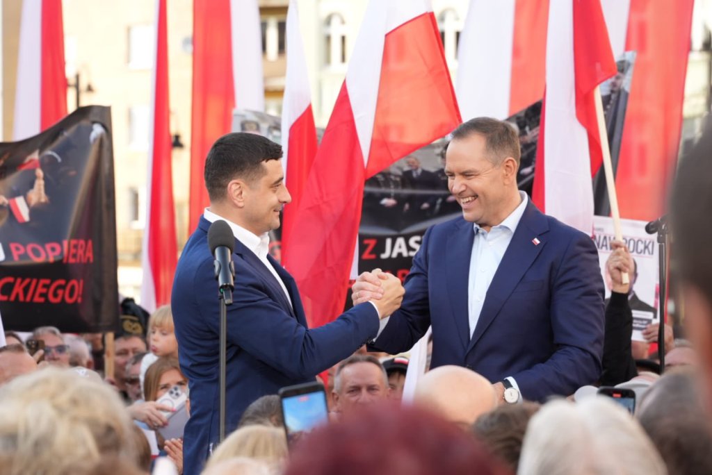 George Simion and the current Polish president Karol Nawrocki, at a rally in Poland, before the Polish presidential election. Photo: X / George Simion