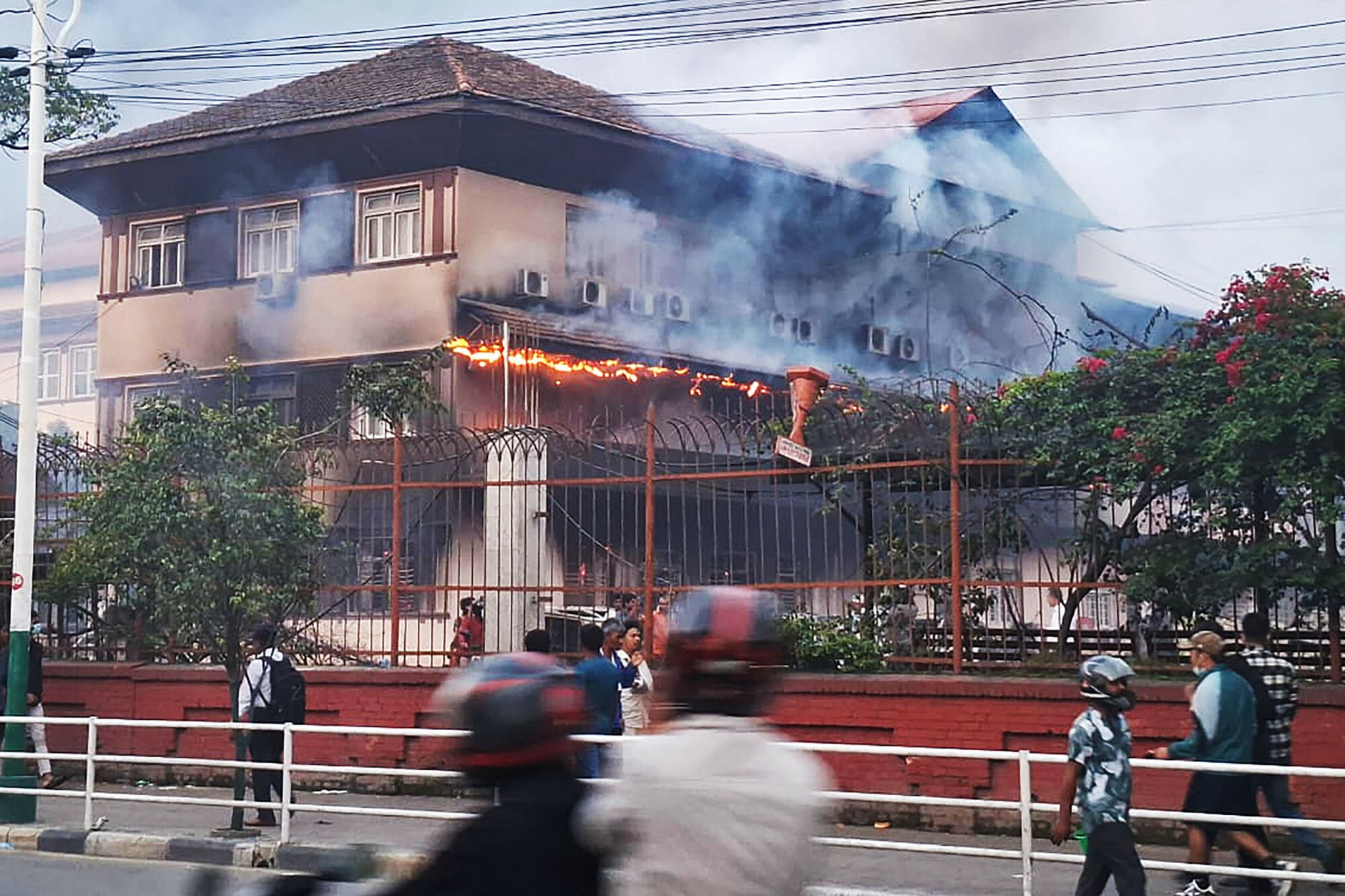 The burning building of the Supreme Court in Kathmandu, September 9, 2025.