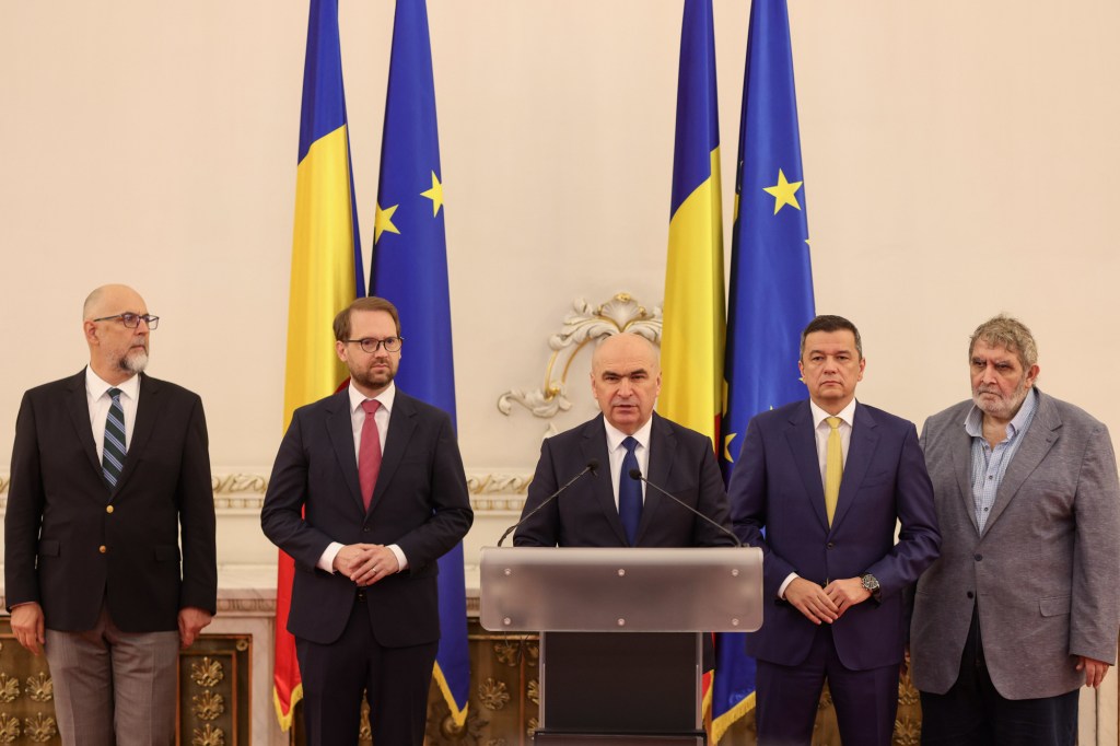 The political leaders of the governing coalition. Inquam Photos / Octav Ganea
