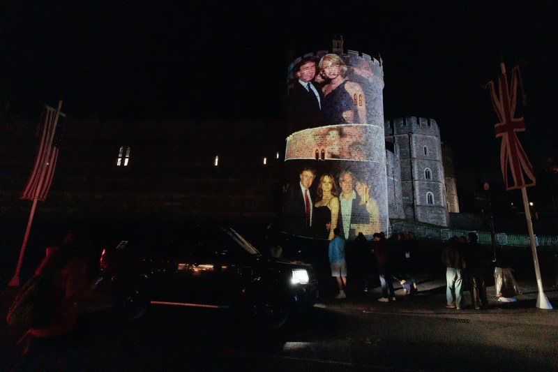Video four people arrested for images designed on Windsor Castle where King Charles will receive Donald Trump