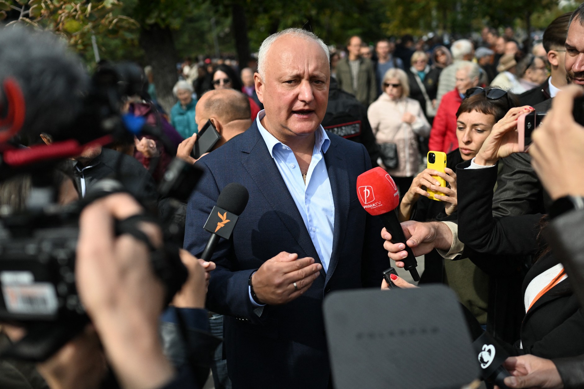 Former President of Moldova Igor Dodon during a protest before the parliament in Chisinau, September 29, 2025.