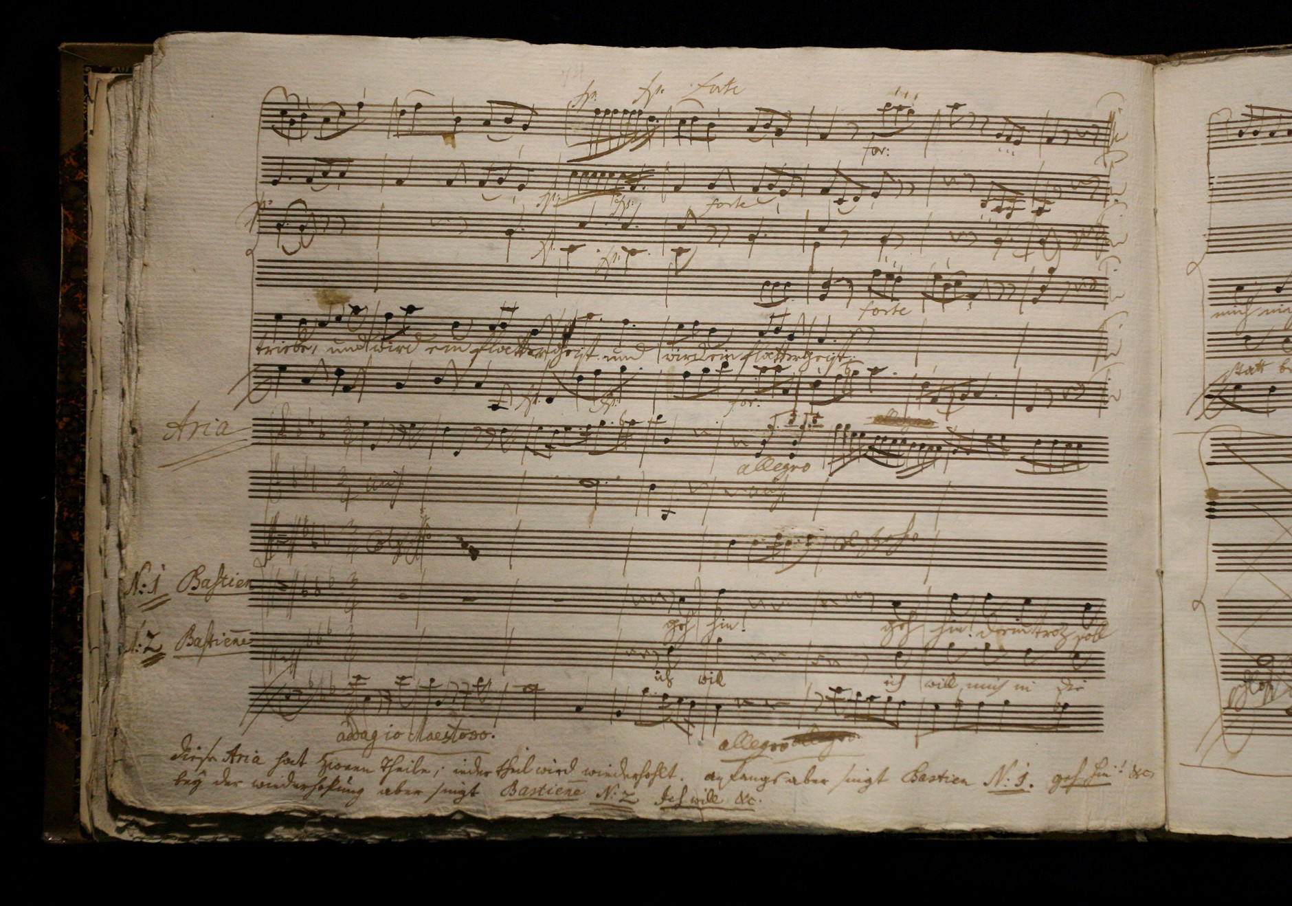 Exhibition of manuscripts from the collections of the former Prussian State Library. In the photo the manuscript Bastiene et Bastienne Wolfgang Amadeus Mozart