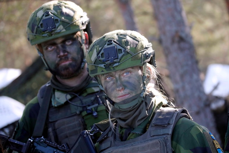Swedish soldiers during NATO exercises at the Adazi military base in Latvia, February 25, 2025.
