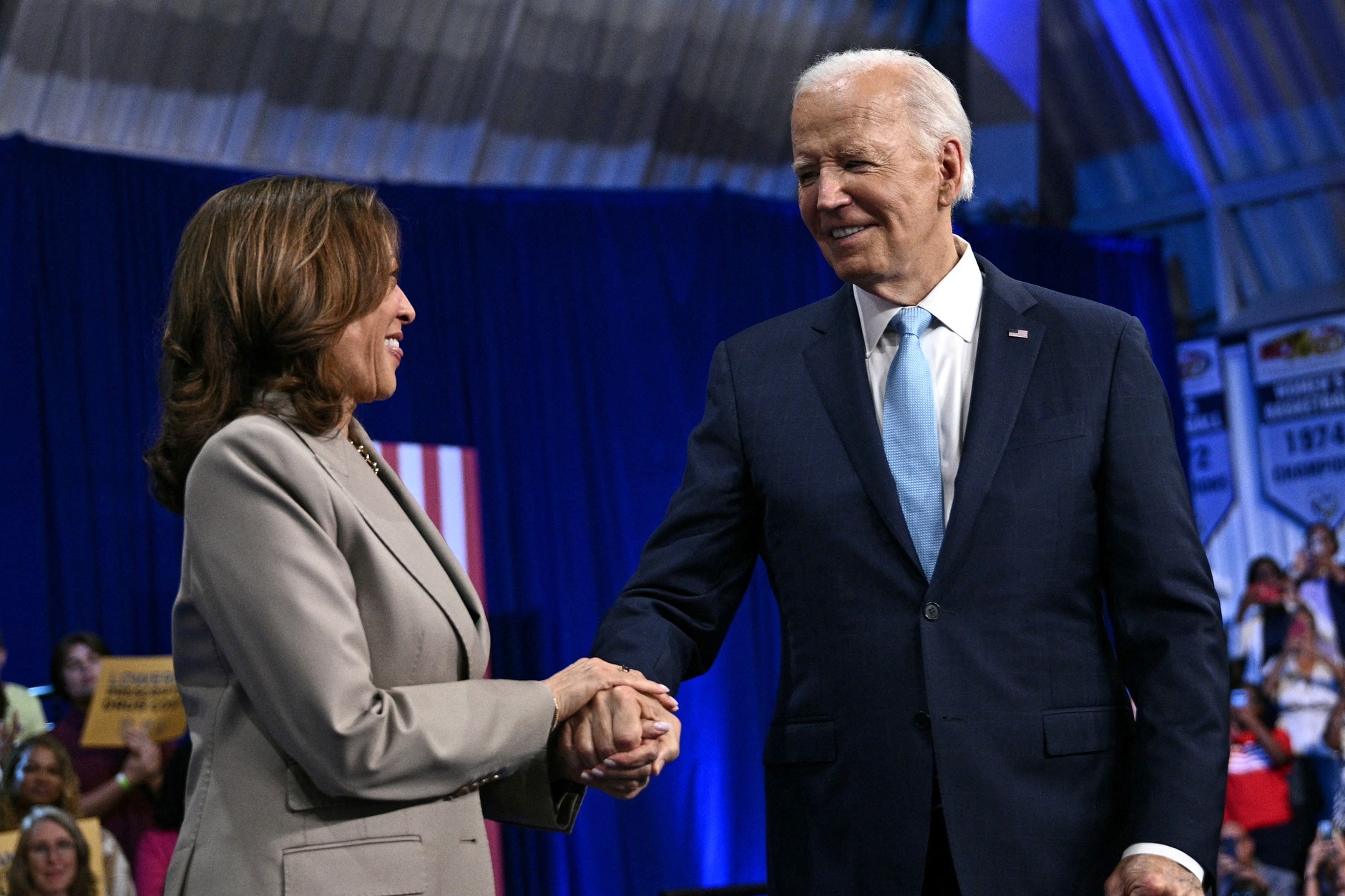 Joe Biden and Kamala Harris in Largo, Maryland, August 15, 2024