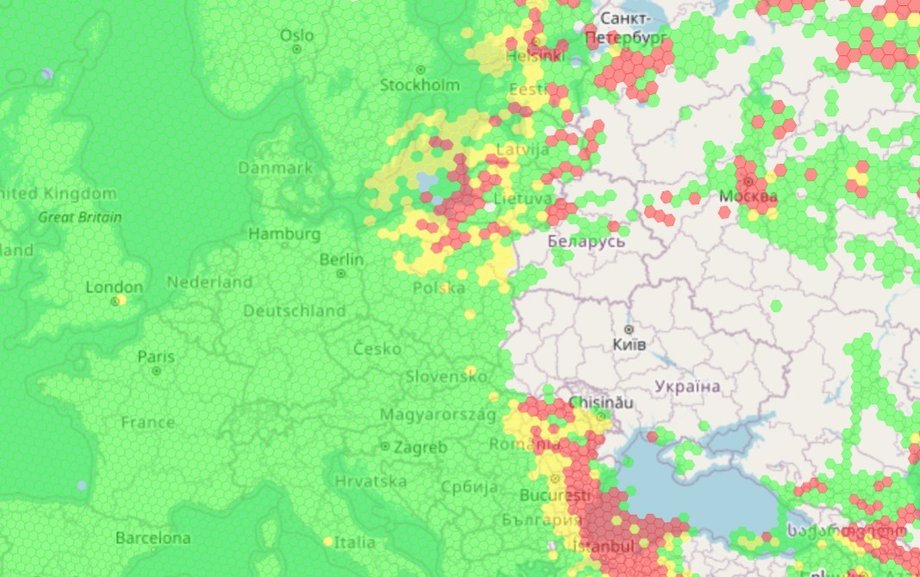 GPS signal interference map