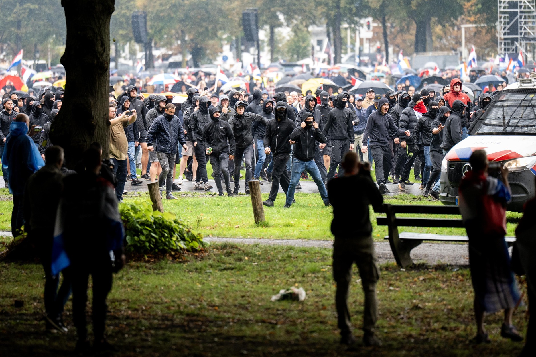 Protesters against immigration in the Hague in the Netherlands, September 20, 2025.