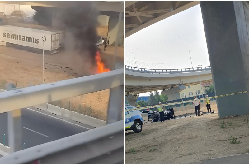 PHOTO/VIDEO A driver died carbonized after the car he was in fell from a walkway and caught fire in Bucharest