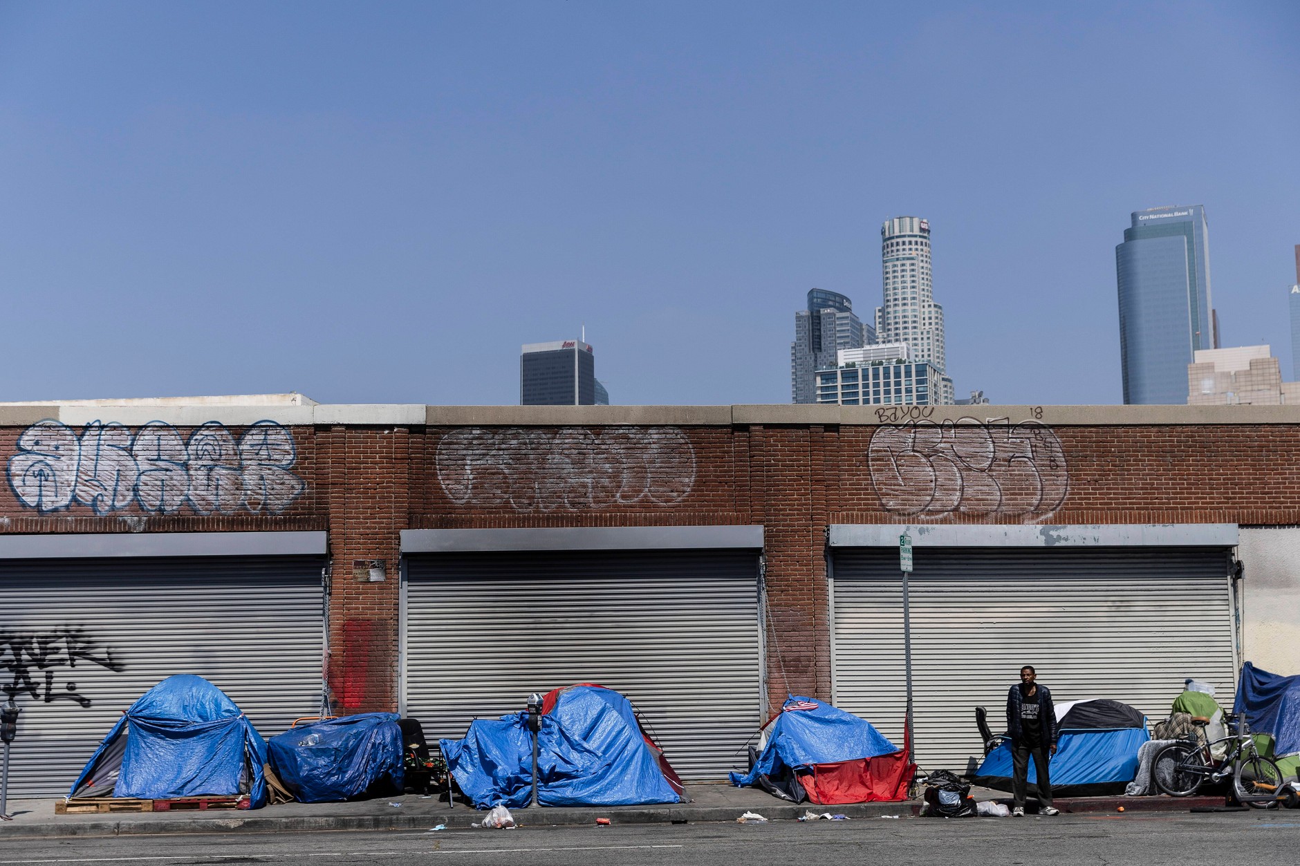 Tents in the Skid Row district in Los Angeles, June 2023.
