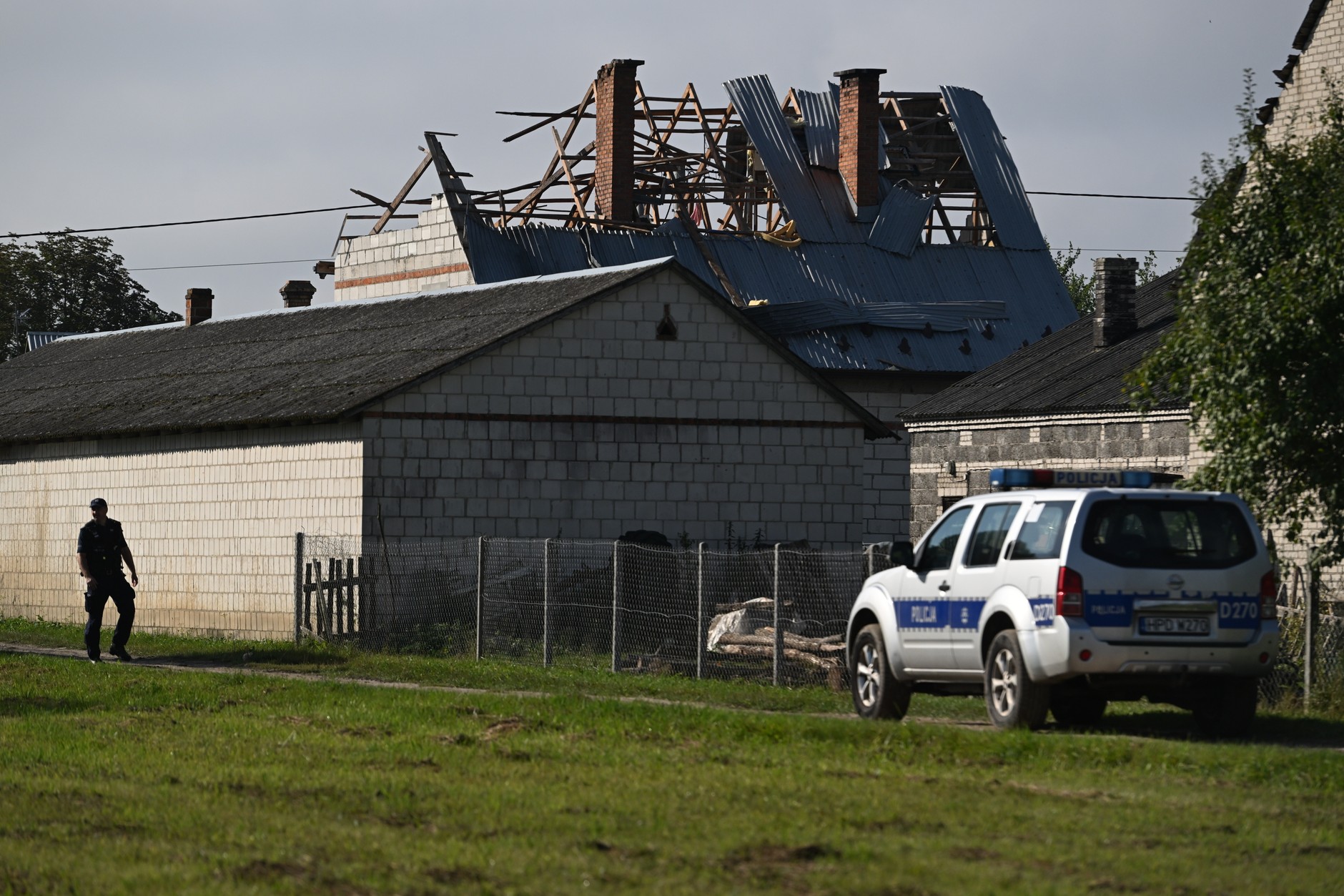 The roof of a residential building destroyed by the drone in Wyryki, September 10, 2025.