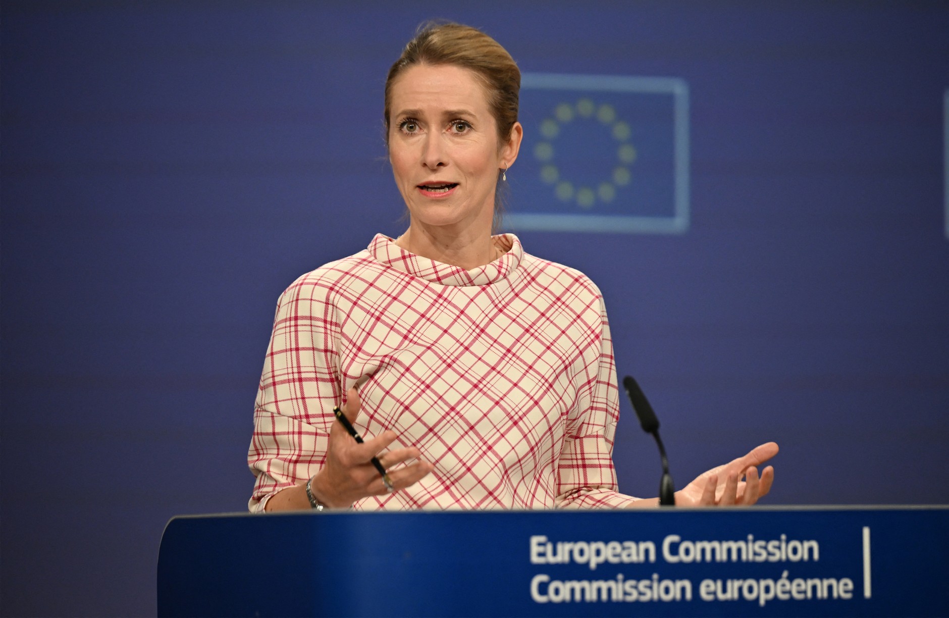 Kaja Kallas during a press conference in Brussels, September 17, 2025.