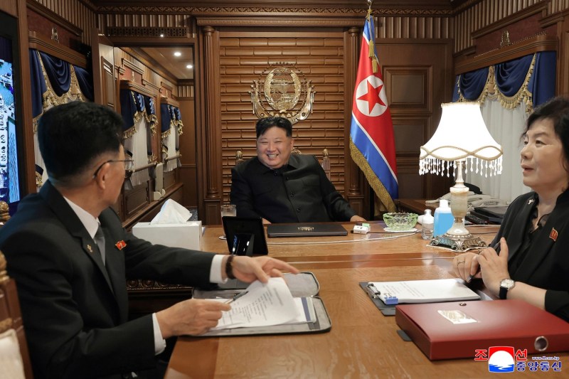 Kim Jong Un, the president of North Korea, crossed the border with China by train, according to the state press.