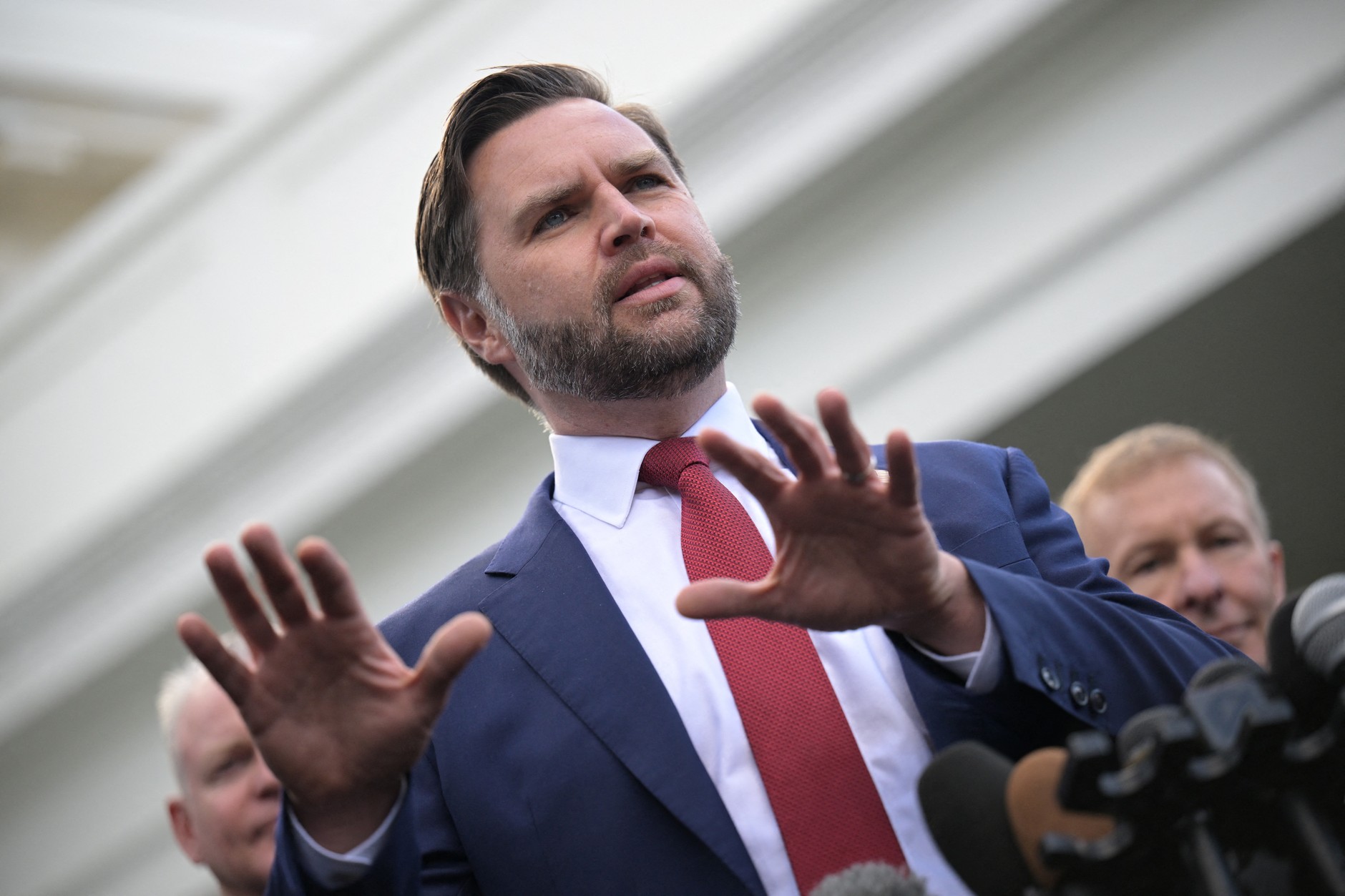 US Vice President JD Vance during a press conference outside the White House, Washington, October 30, 2025.
