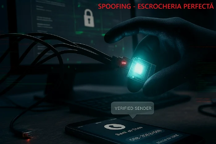 A phone, an Internet connection, a hand -covered hand and words like spoofing on the DMS screen