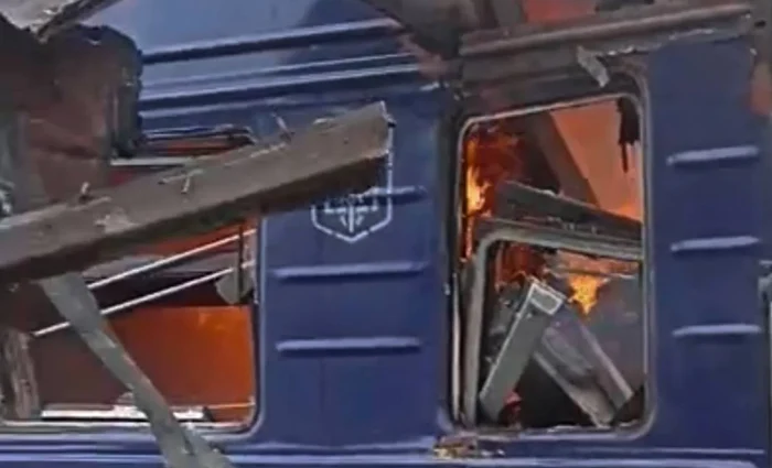 Train hit by the Russians 