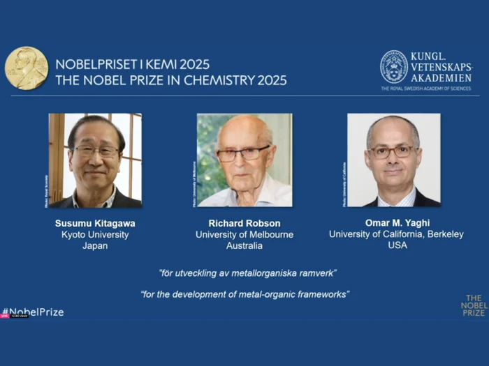 Susumu Kitagawa, Richard Robson and Omar Yaghi/Photo: Video capture