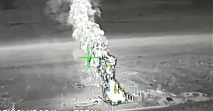 Ukrainian drones hit an oil depot in Crimea PHOTO: Video capture/Telegram