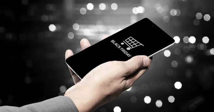 Someone is looking at their phone, with a Black Friday app open
