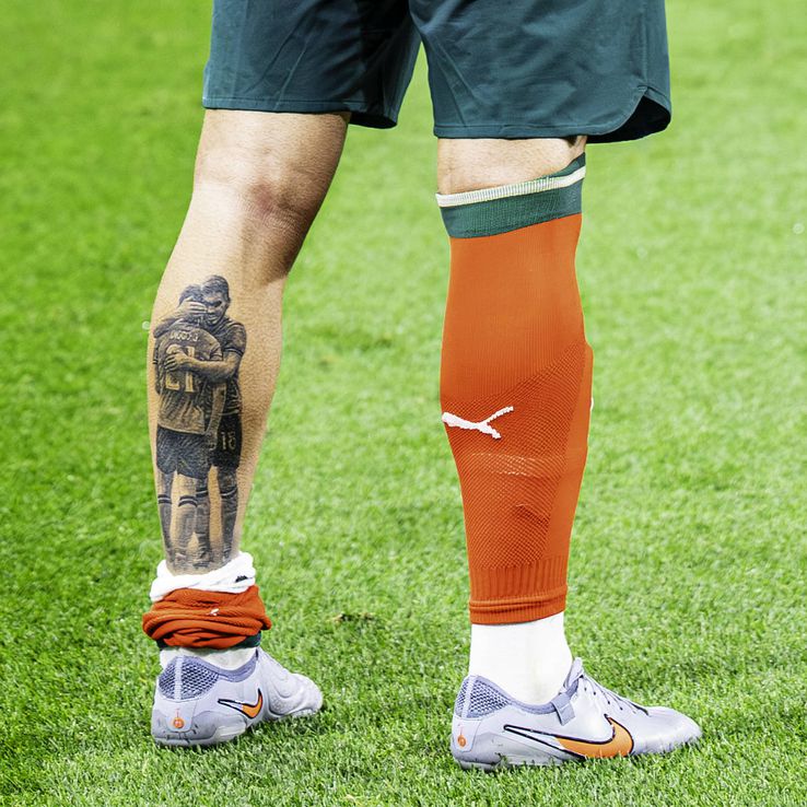 Ruben Neves' tattoo, in which he and Diogo Jota hug // Photo: Getty Images
