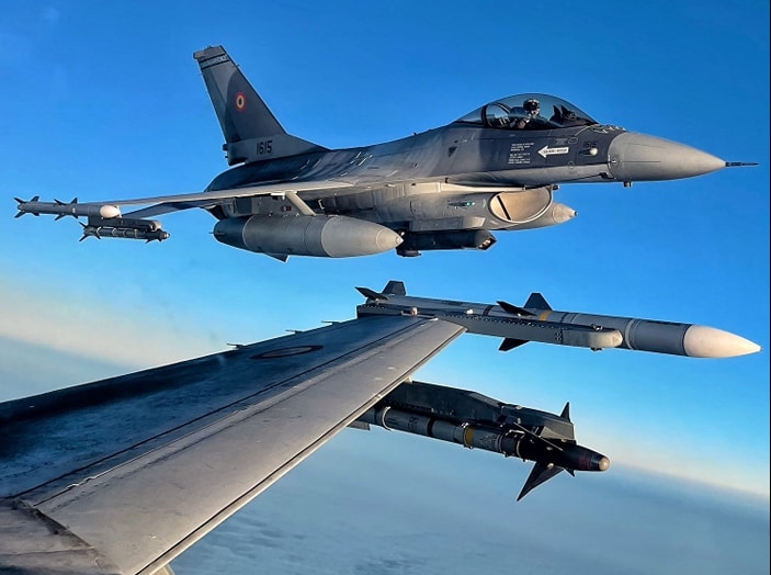 F-16 fighter jets, raised from the ground by Romania during the Russian attack.