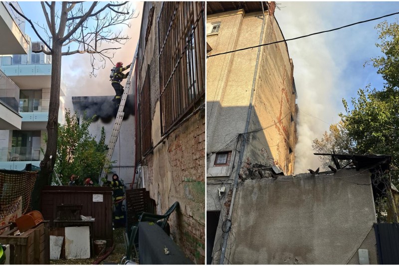 Fire with large smoke emissions in Bucharest. Several people evacuated, one man suffered burns