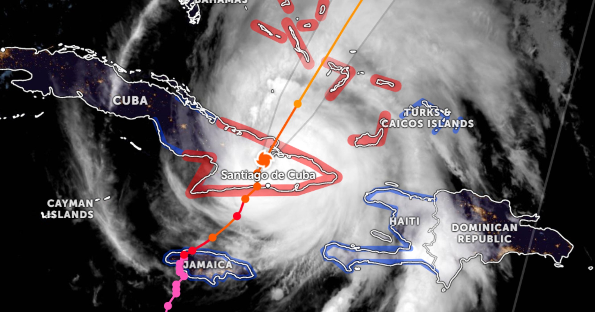 The direction of movement of Hurricane Melissa