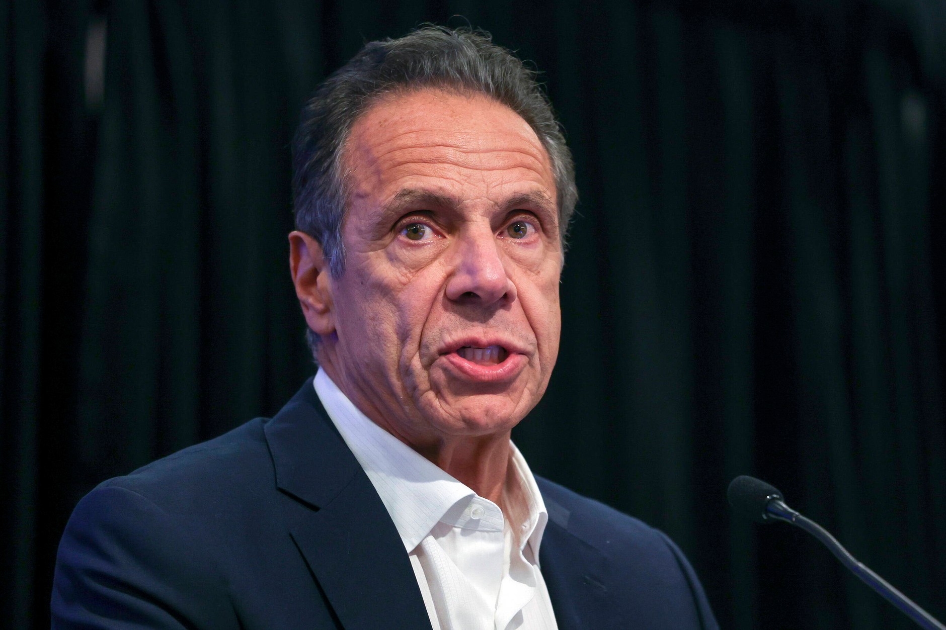 Former Governor and current New York City mayoral candidate Andrew Cuomo during a press conference in New York, U.S., August 7, 2025.