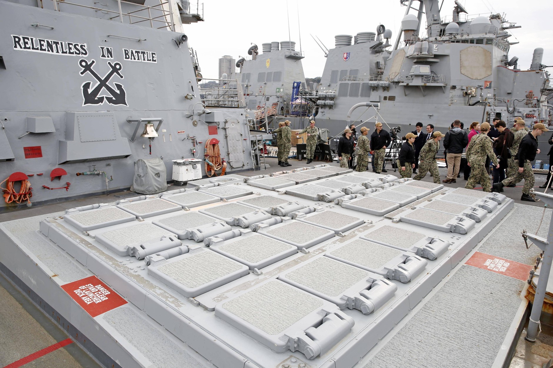 Tomahawk missile launcher on the McCampbell destroyer belonging to the United States Navy. Illustrative photo