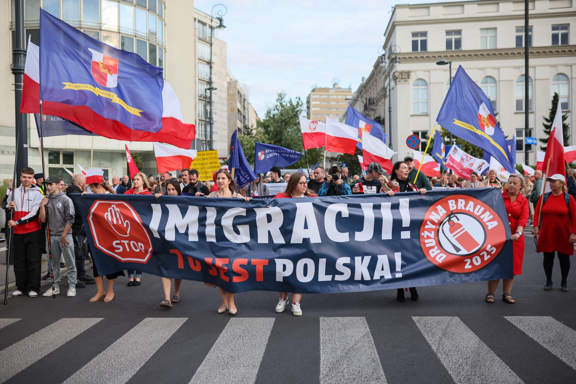 Participants of the march under the slogan "Stop the immigrant invasion"Warsaw, Poland, August 24, 2025