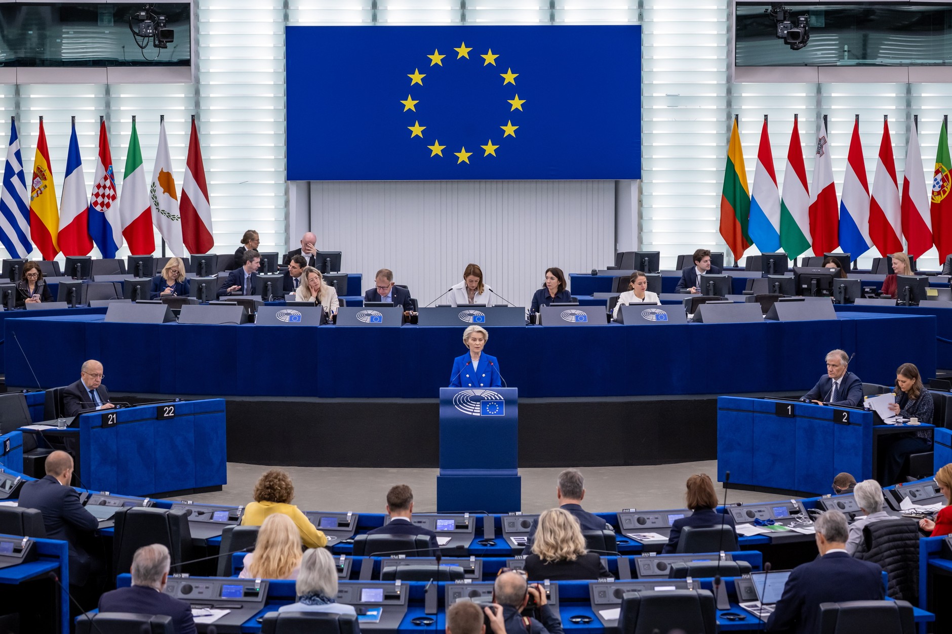 President of the European Commission Ursula von der Leyen at the European Parliament in Strasbourg, France, 8 October 2025.