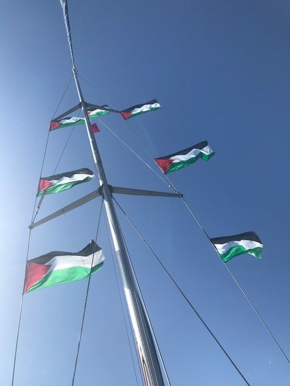 A photo from the ship on which the Czech activist was sailing
