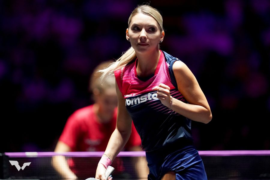 Bernadette Szocs after a successful point PHOTO ETTU The Romanian women's national team, qualified with emotions in the