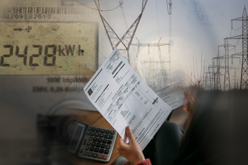 Invoices to electricity. Collage: Ion Mateș / Honews. Photo: Inquam Photos, Shutterstock