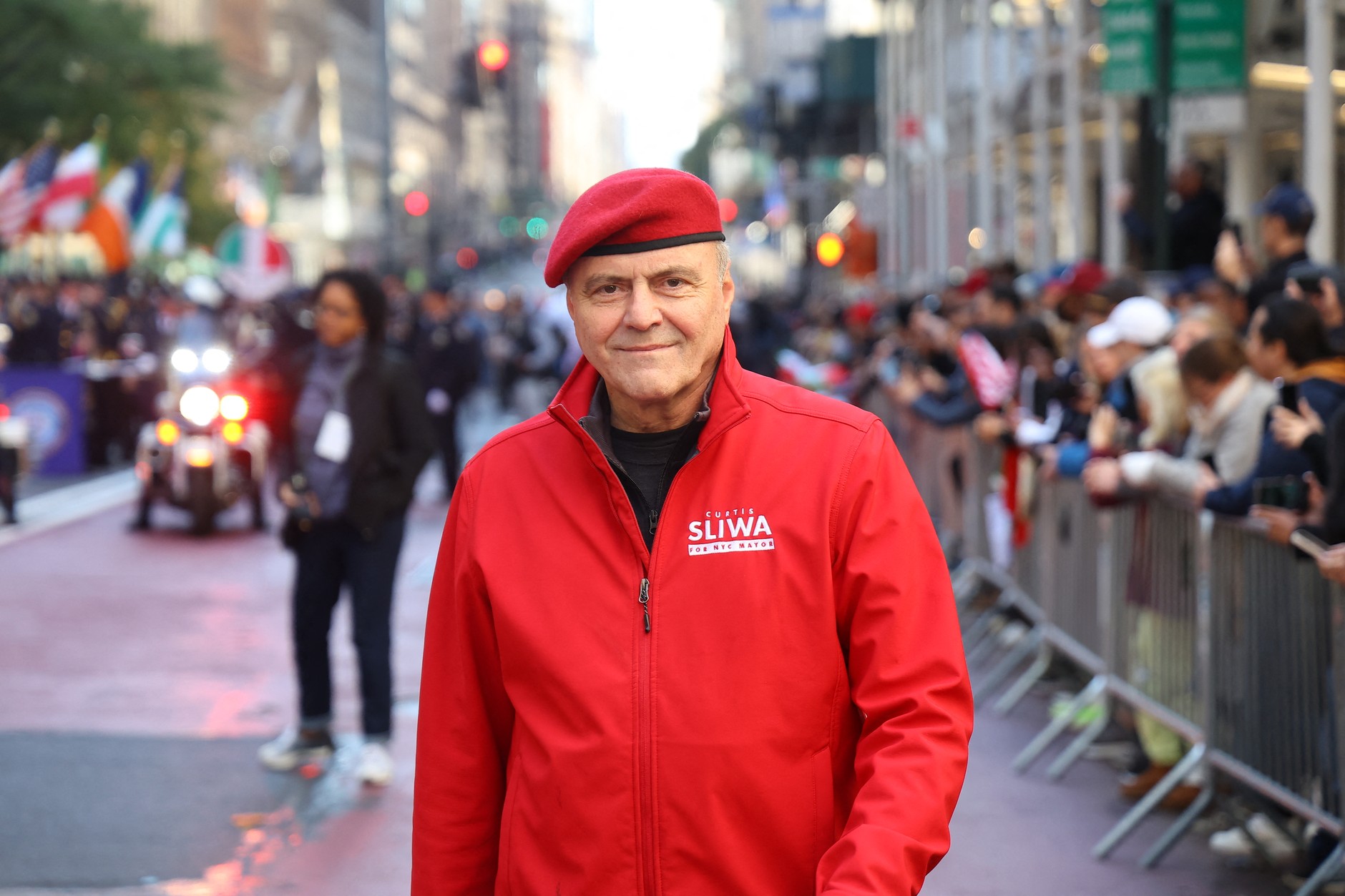 Curtis Silwa during the Columbus Day Parade in New York City on October 9, 2023.