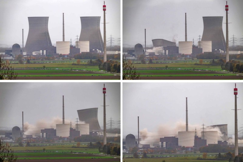 VIDEO Germany demolishes cooling towers of decommissioned nuclear power plant as part of its plan to phase out nuclear power