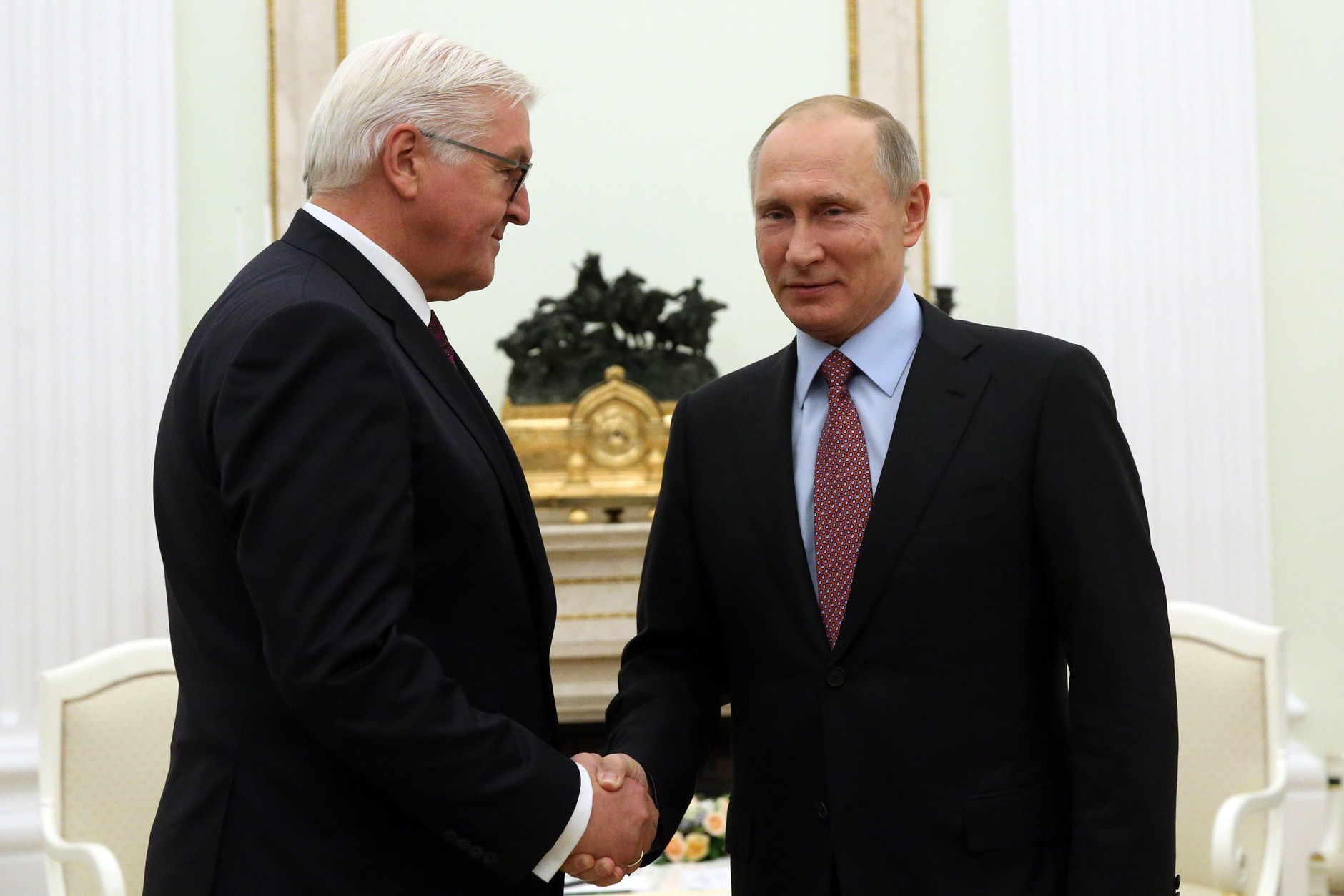 Vladimir Putin and Frank-Walter Steinmeier during a meeting in the Kremlin, October 25, 2017.