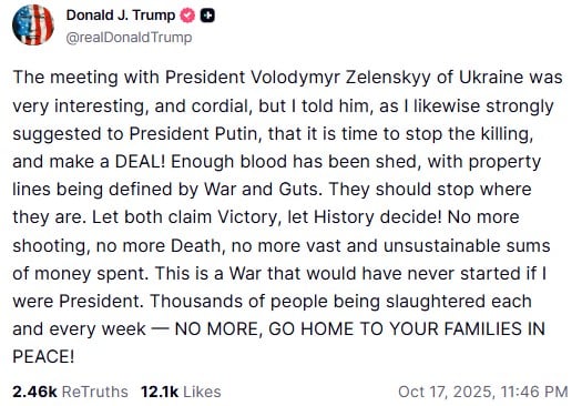 Trump called on Putin and Zelensky to make a deal: Stop where they are. Let both declare victory photo 1