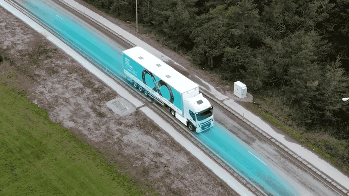Truck driving on a wireless highway