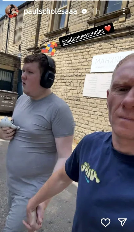 The former footballer and his son, Aiden. Instagram photo by paulscholesaaa