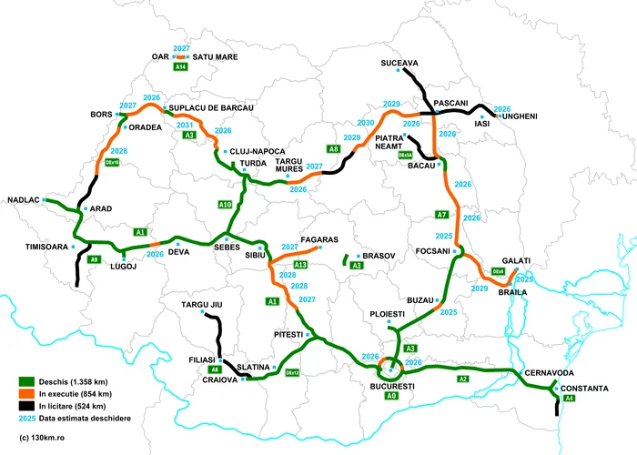 Highway map. Source 130km.ro