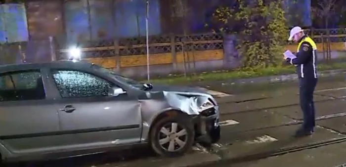 The car that hit the pedestrian. PHOTO: ProTV video capture
