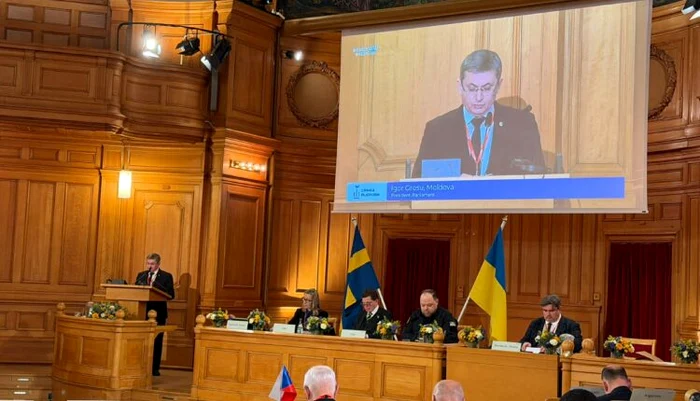 Grosu made the claim in Sweden, where the event took place. PHOTO: Multimedia.parlament.md