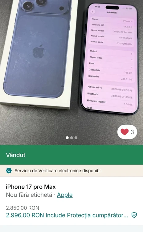 Example of an ad that deceives buyers PHOTO Facebook/Vinted Romania
