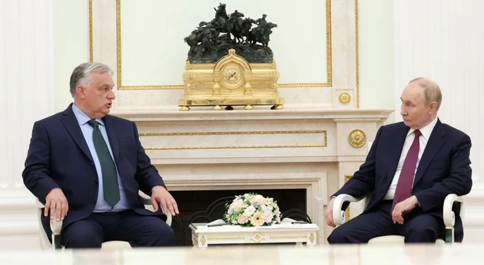 Hungarian Prime Minister Viktor Orban met with Vladimir Putin at the Kremlin PHOTO: EPA EFE