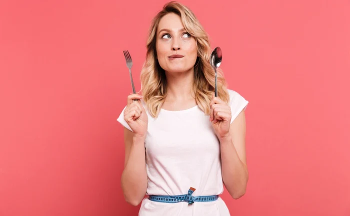 woman, fork, spoon, diet