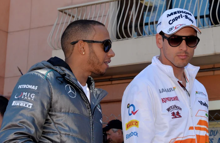 Lewis Hamilton and Adrian Sutil in 2013 Photo/Sutton Images