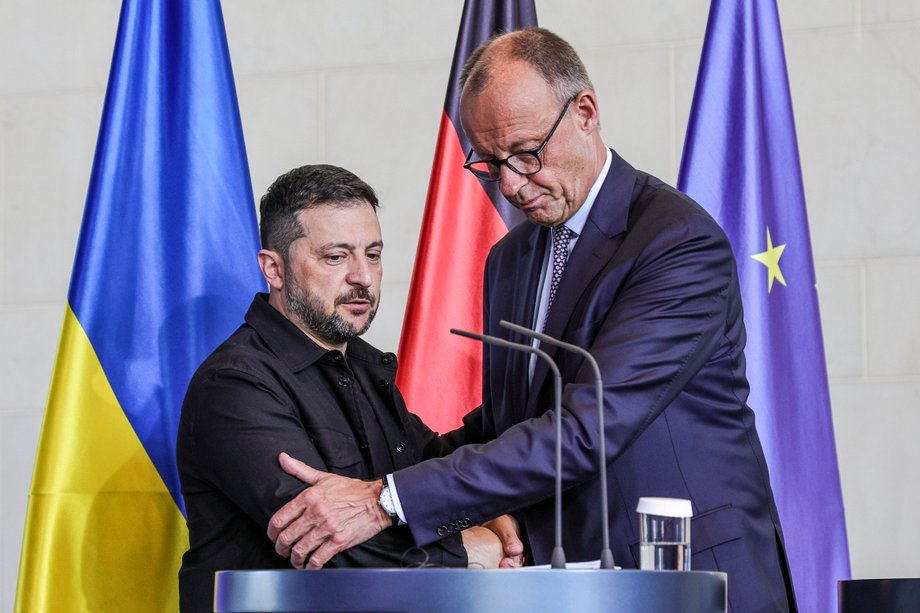 German Chancellor Friedrich Merz during a meeting with Ukrainian President Volodymyr Zelensky
