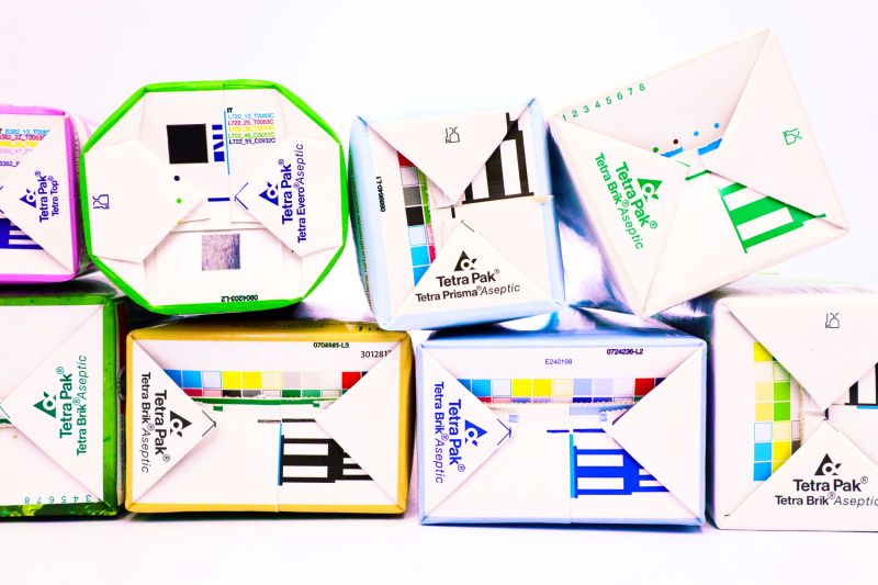 Cardboard packaging from drinks and dairy products can be taken to collection machines in two large cities in the country
