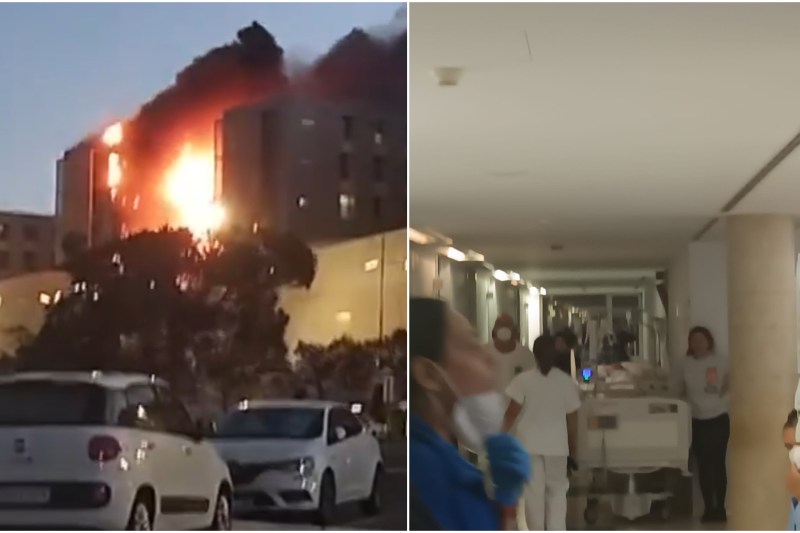 VIDEO Huge fire at a hospital in Cartagena, southeastern Spain. Patients and doctors were urgently evacuated