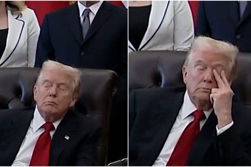 VIDEO Viral footage of Trump struggling to keep his eyes open at an Oval Office briefing